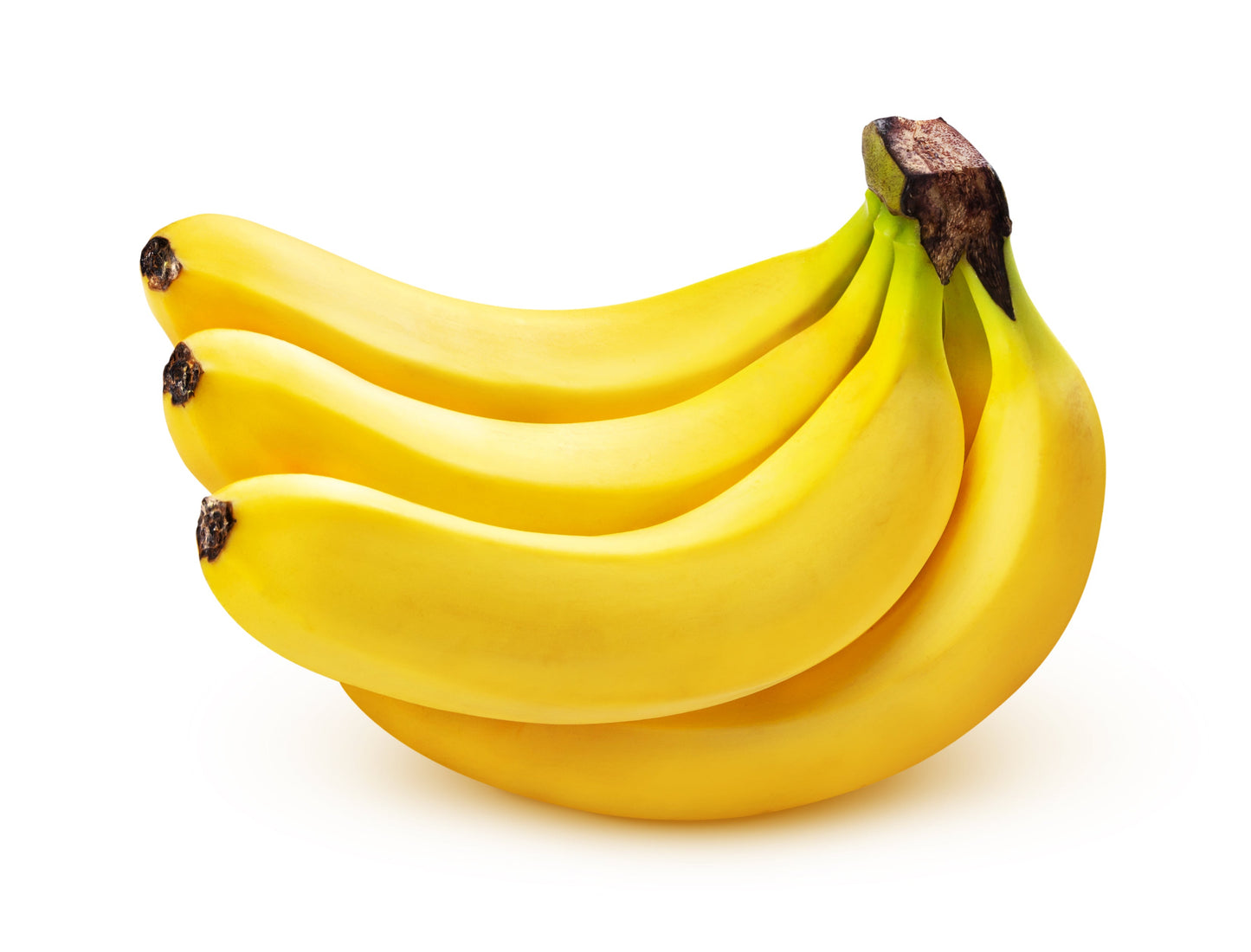 Bunch of yellow bananas on a white background