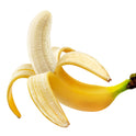 Banana with a peeled section on a white background