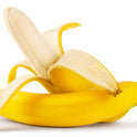Yellow banana with a peel on a white background